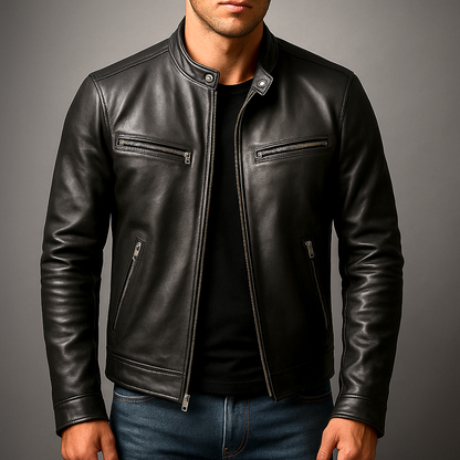 RECIO | Veste vintage en cuir zippée