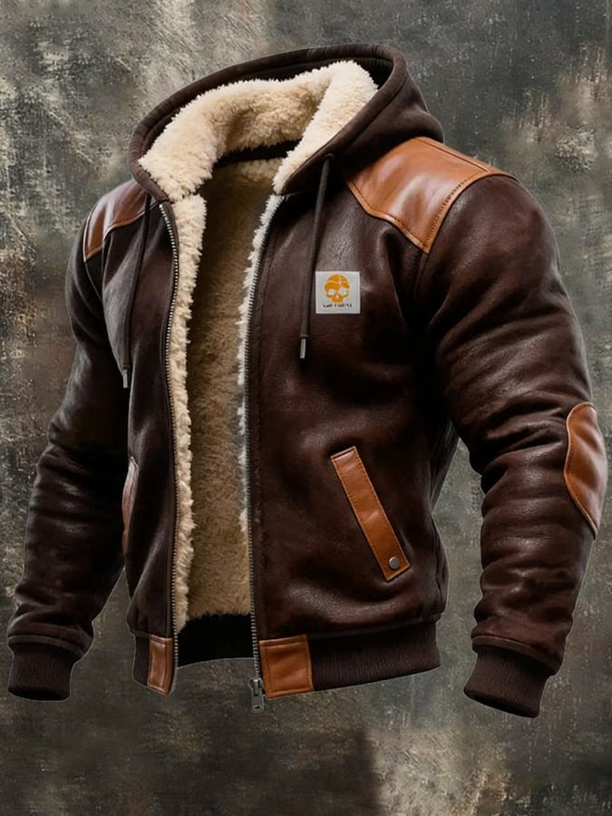 Blouson d'Hiver aux Finitions Cuir Raffinées