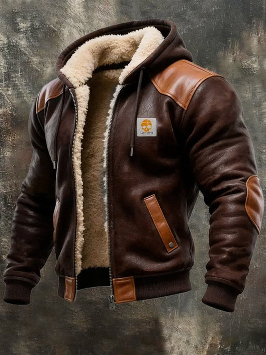 Blouson d'Hiver aux Finitions Cuir Raffinées