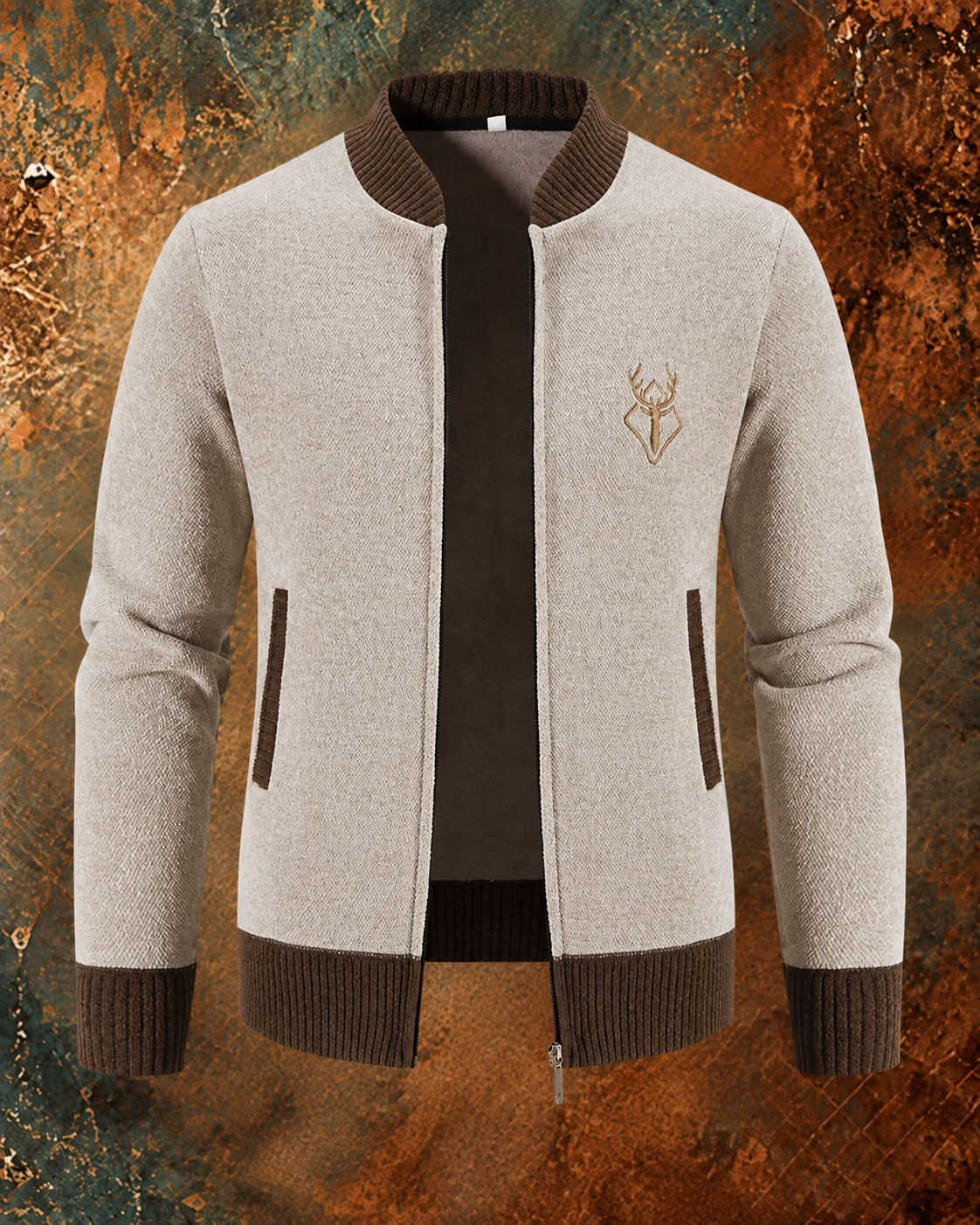Pieter | Gilet Homme Tricoté, Détail Automnal