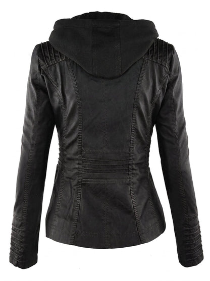 Lisandre | Veste Effet Cuir Zippée à Capuche