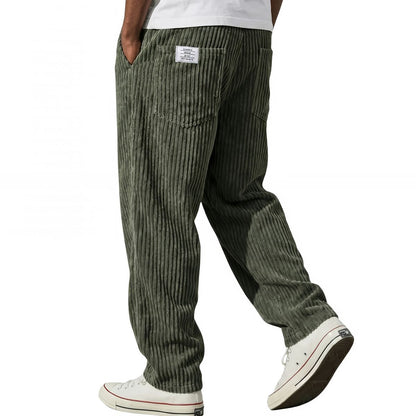 Pantalon Homme en Velours Côtelé, Taille Élastique