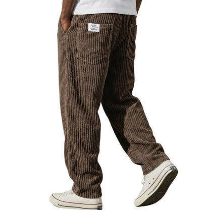 Pantalon Homme en Velours Côtelé, Taille Élastique