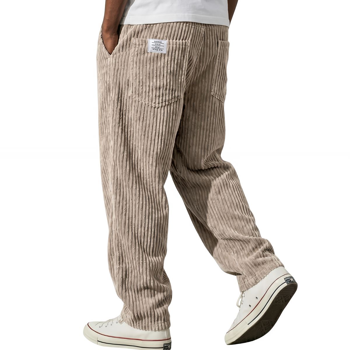 Pantalon Homme en Velours Côtelé, Taille Élastique