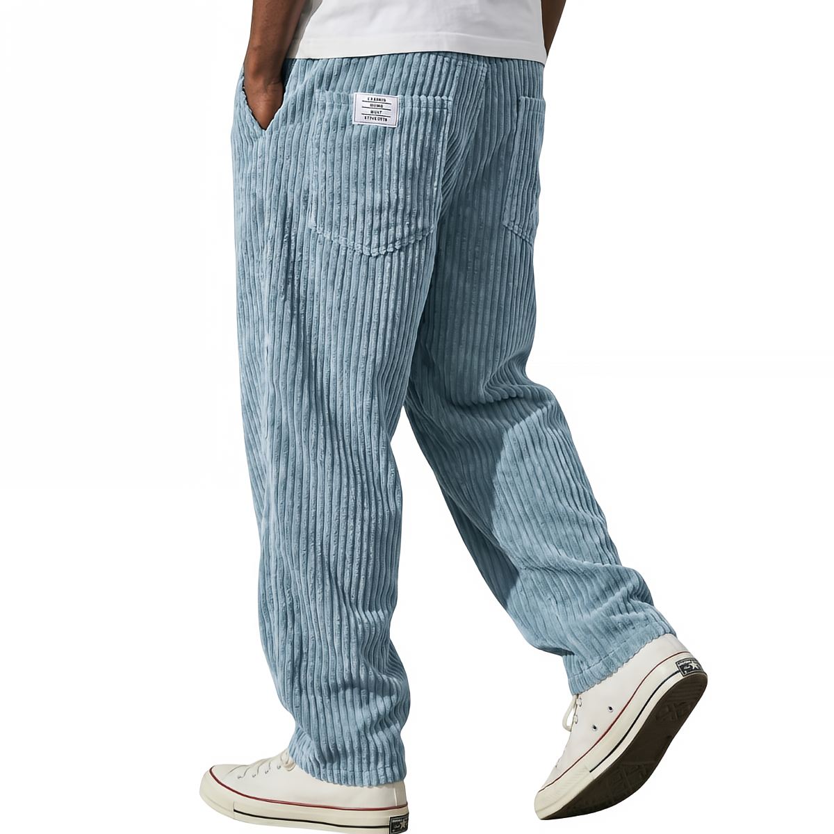 Pantalon Homme en Velours Côtelé, Taille Élastique
