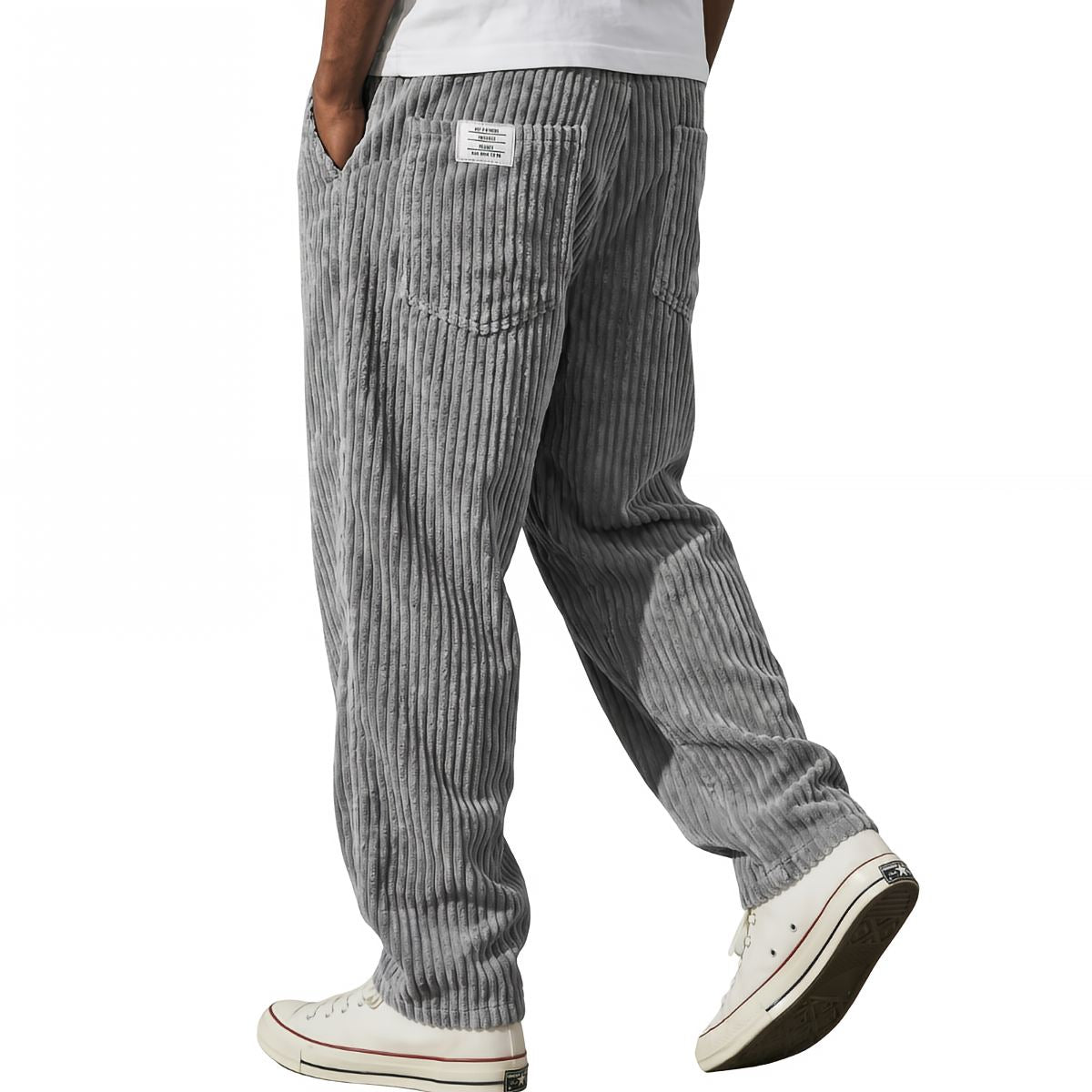 Pantalon Homme en Velours Côtelé, Taille Élastique
