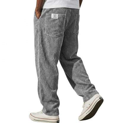 Pantalon Homme en Velours Côtelé, Taille Élastique