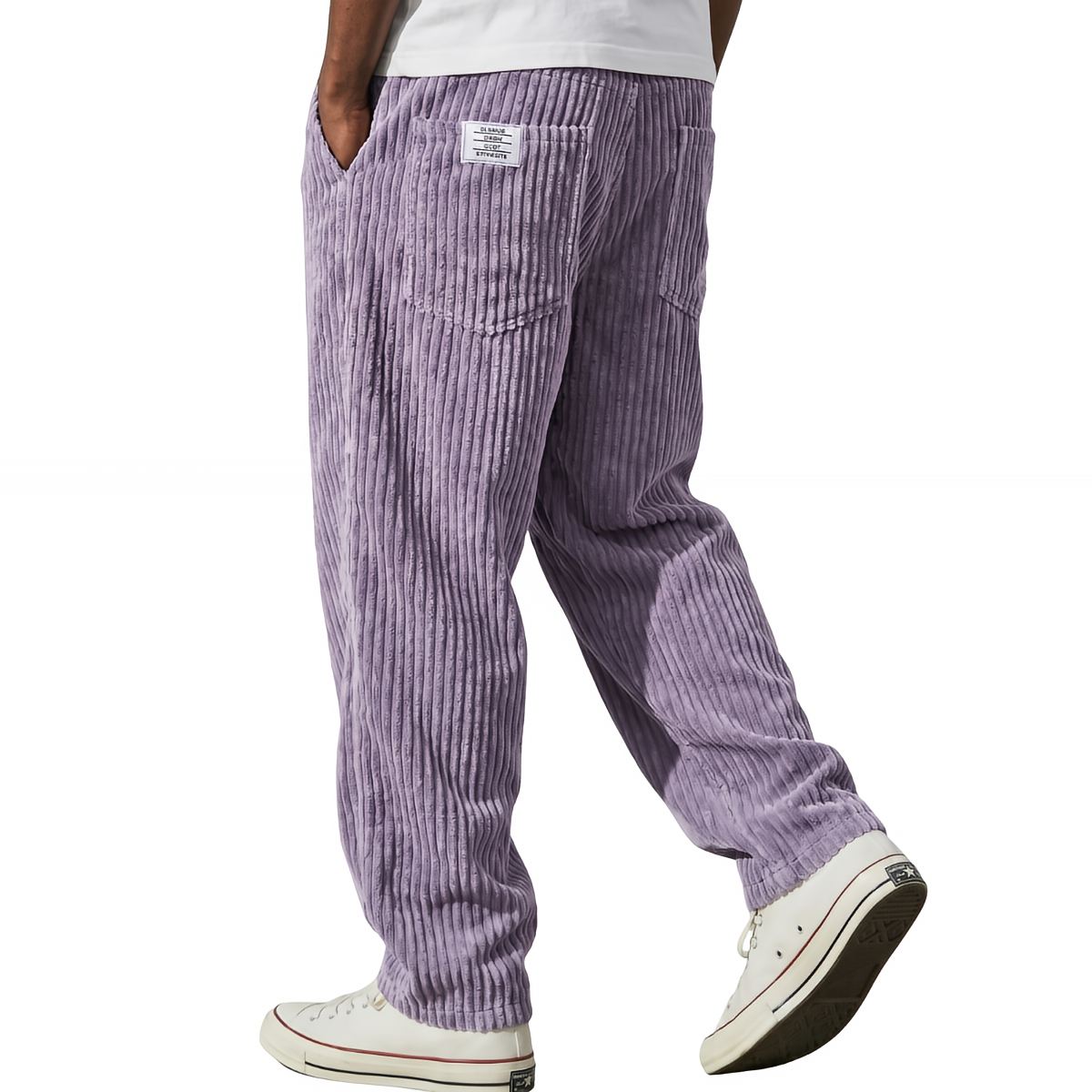 Pantalon Homme en Velours Côtelé, Taille Élastique