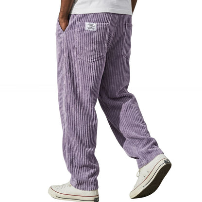 Pantalon Homme en Velours Côtelé, Taille Élastique