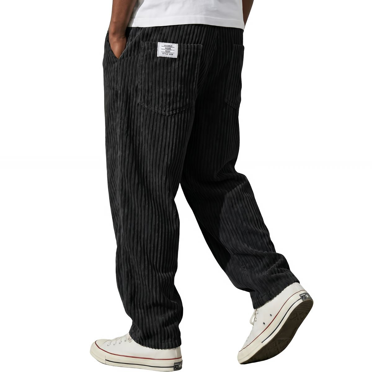 Pantalon Homme en Velours Côtelé, Taille Élastique