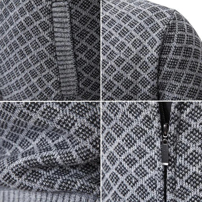 Gilet Tricoté Homme Zippé Col Haut