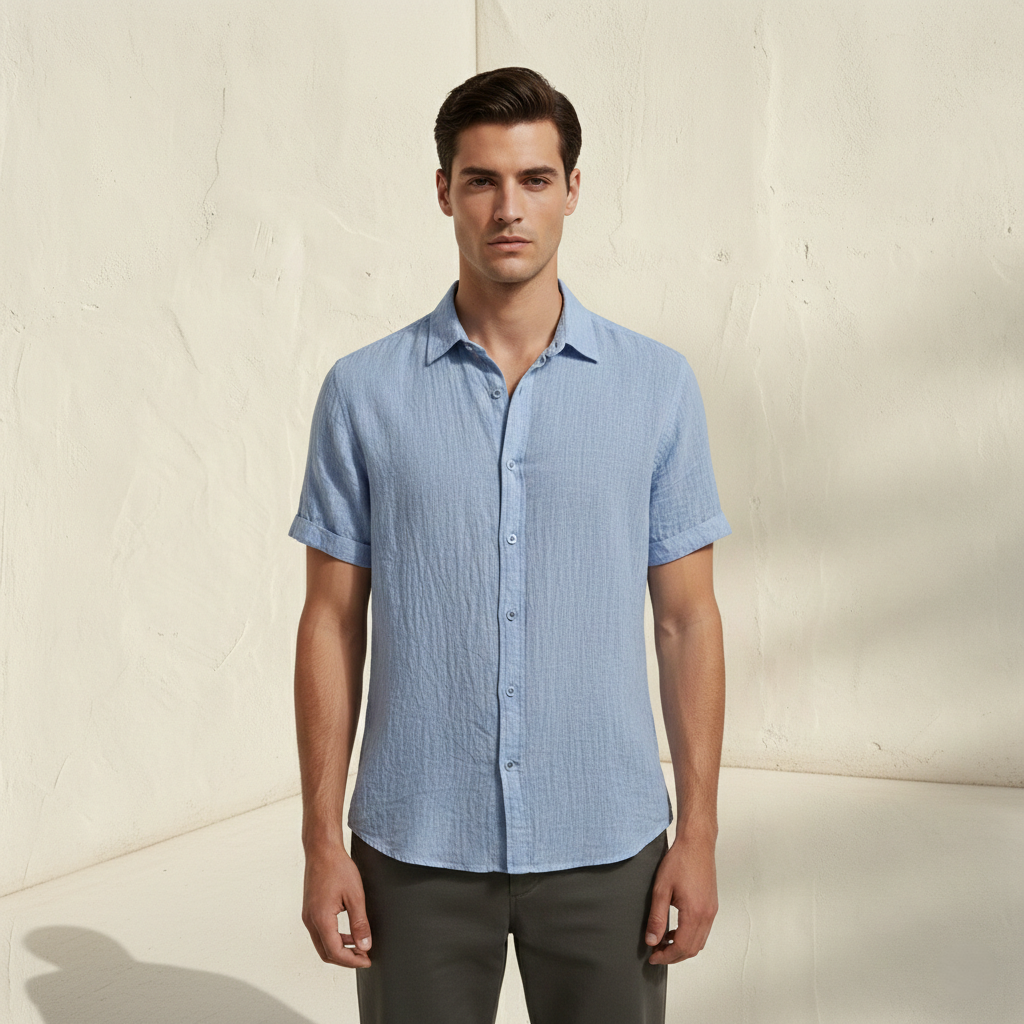 LORENZO | Chemise homme en lin à manches courtes