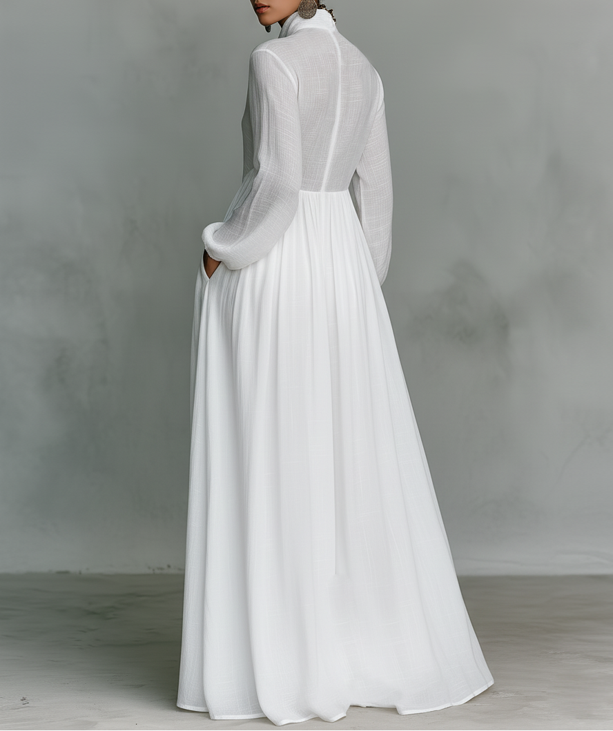 Elisa | Robe Maxi Minimaliste à Col Montant