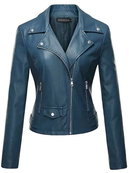 Clélia | Perfecto Effet Cuir Bleu Pétrole