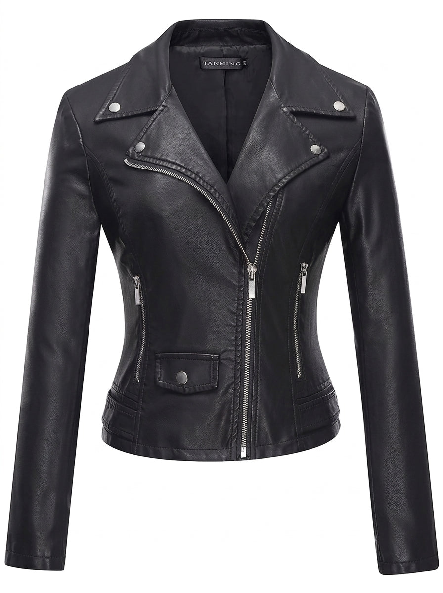Évangeline | Perfecto Effet Cuir Noir