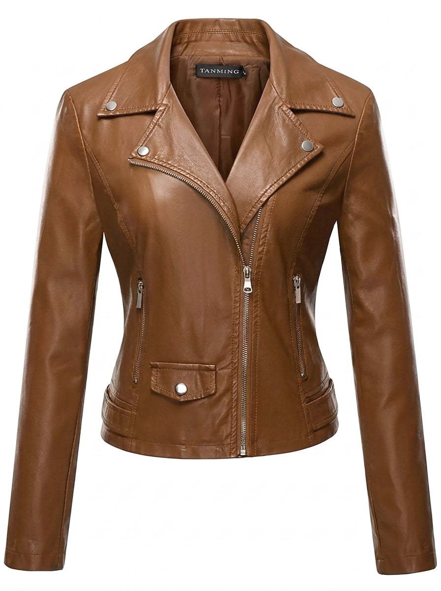 Ilona | Perfecto Effet Cuir Cognac