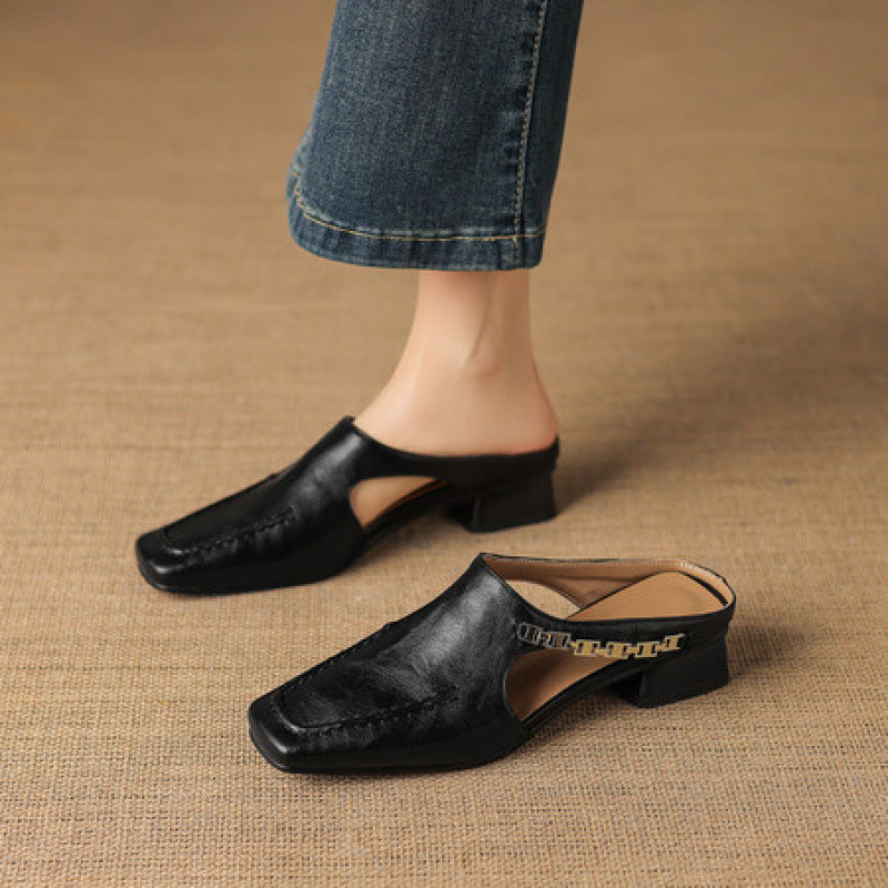 Vyla | Mules en Cuir Véritable