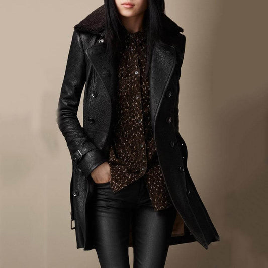 Lila | Trench Long Effet Cuir