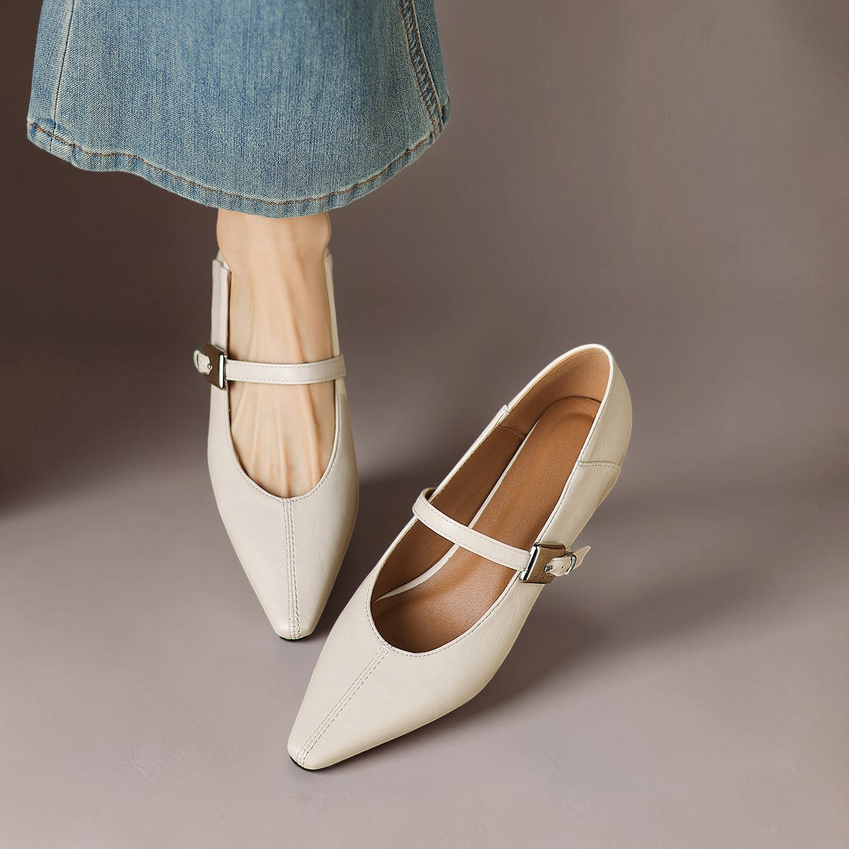 Tamsin – Babies Mary Jane Pointues en Cuir – vue 1
