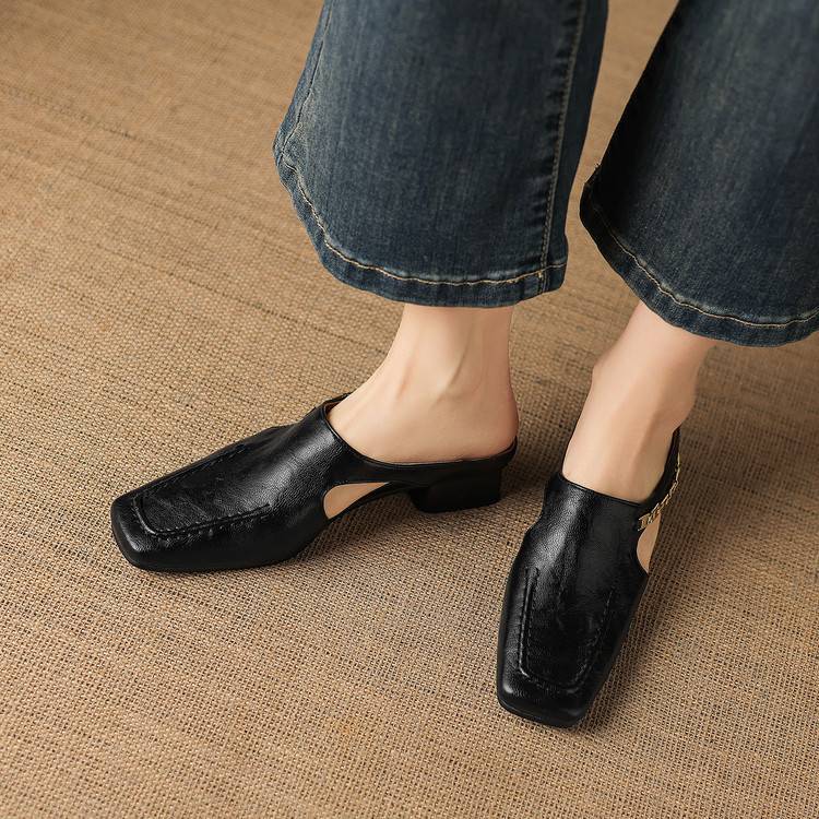 Vyla | Mules en Cuir Véritable