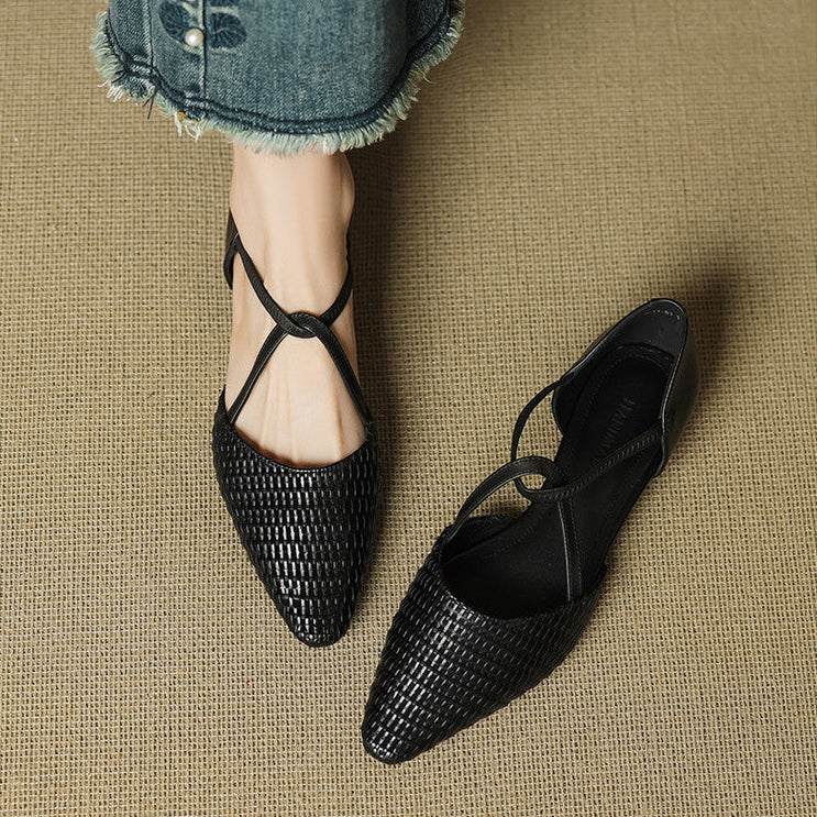 Dona – Babies en Cuir Tressé à Bride en T – vue 2