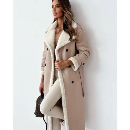 Yseult | Manteau Croisé Doublé Teddy à Ceinture