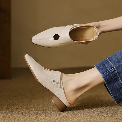 Olga | Mules en Cuir Véritable à Bride