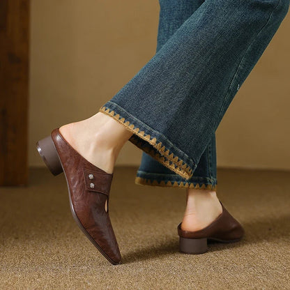 Olga | Mules en Cuir Véritable à Bride