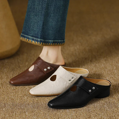 Olga | Mules en Cuir Véritable à Bride