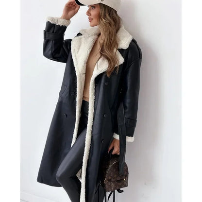 Yseult | Manteau Croisé Doublé Teddy à Ceinture