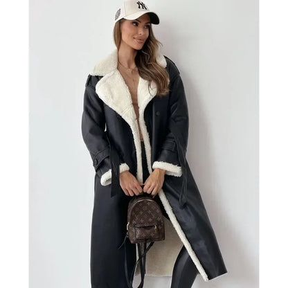 Yseult | Manteau Croisé Doublé Teddy à Ceinture