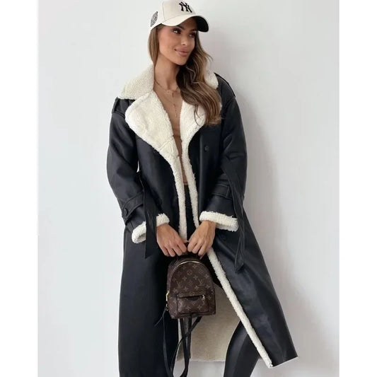 Yseult | Manteau Croisé Doublé Teddy à Ceinture
