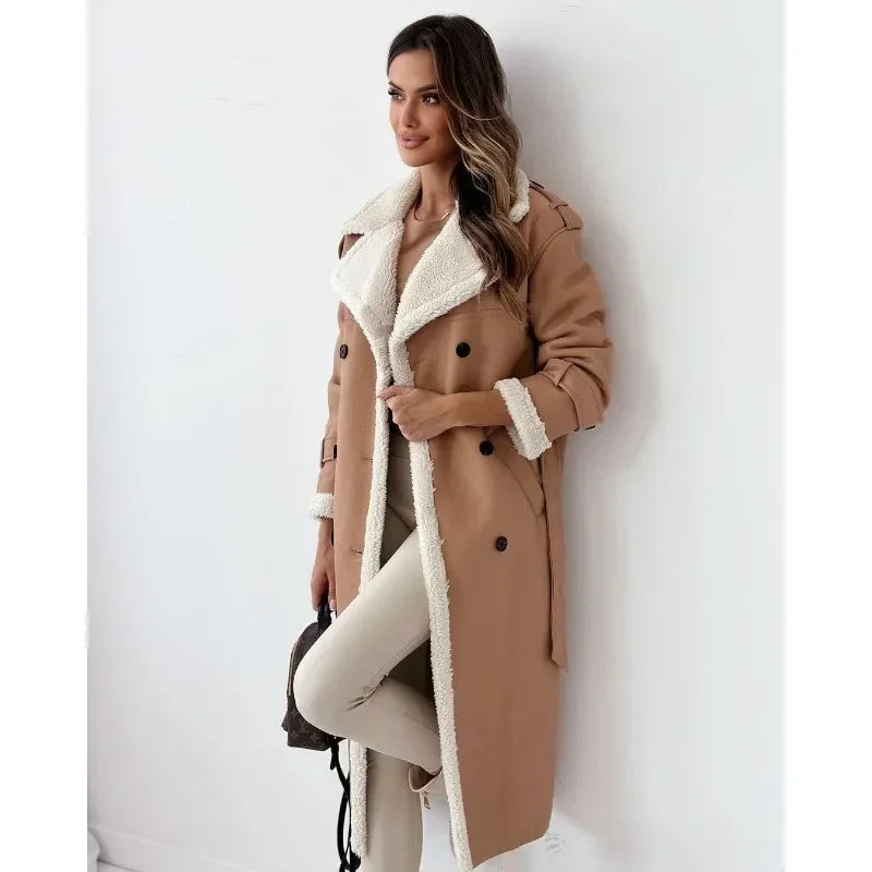 Yseult | Manteau Croisé Doublé Teddy à Ceinture
