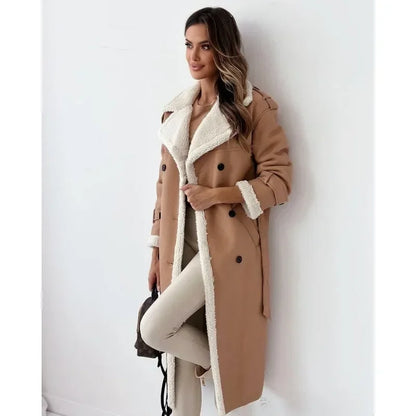 Yseult | Manteau Croisé Doublé Teddy à Ceinture