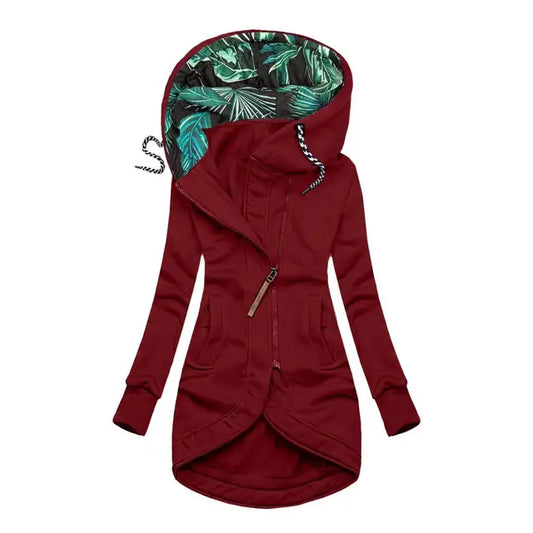 Dahlia | Veste Longue à Capuche Doublure Fleurie