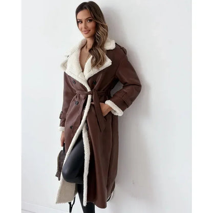 Yseult | Manteau Croisé Doublé Teddy à Ceinture