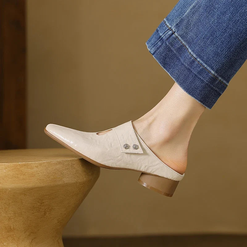 Olga | Mules en Cuir Véritable à Bride