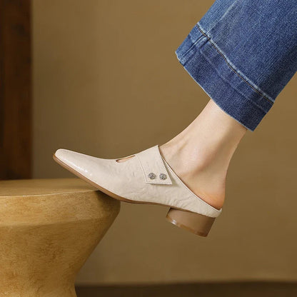 Olga | Mules en Cuir Véritable à Bride