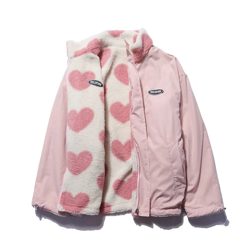 Lilou | Veste Réversible Motif Cœurs