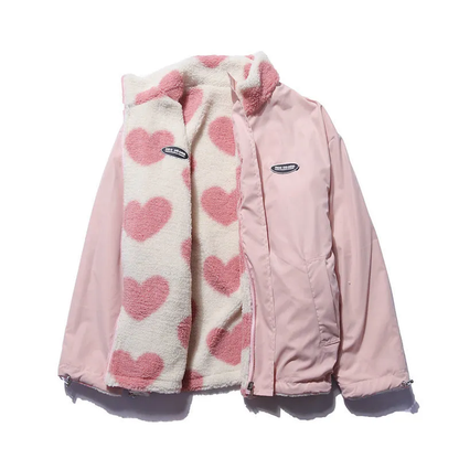 Lilou | Veste Réversible Motif Cœurs