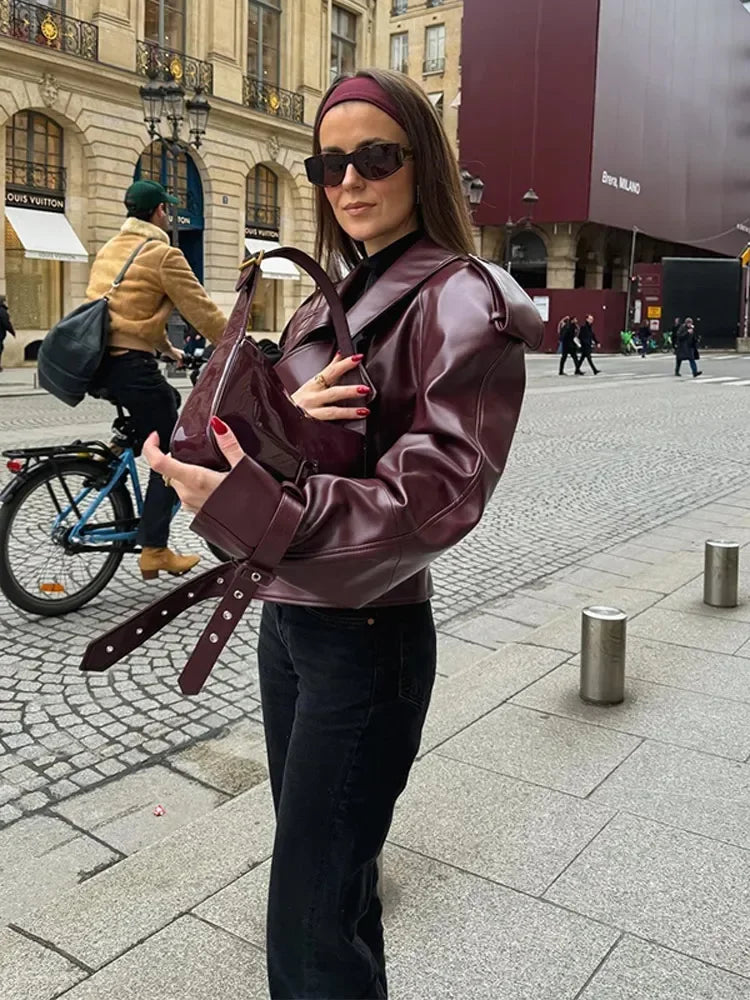 Hélia | Veste Effet Cuir Oversize