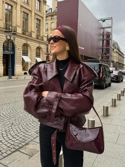 Hélia | Veste Effet Cuir Oversize