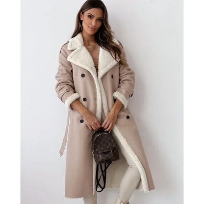 Yseult | Manteau Croisé Doublé Teddy à Ceinture