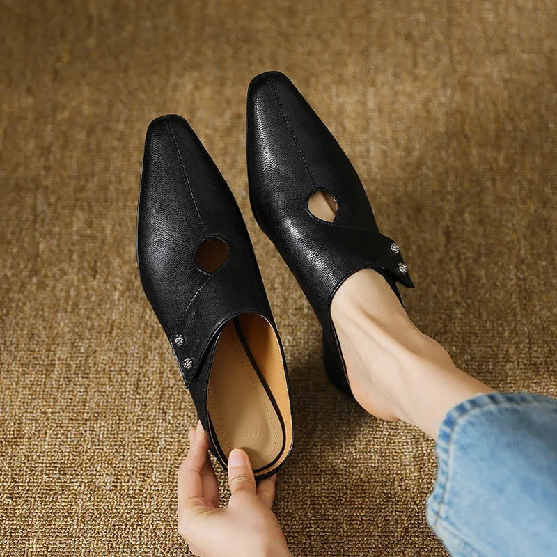 Olga | Mules en Cuir Véritable à Bride
