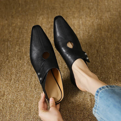 Olga | Mules en Cuir Véritable à Bride