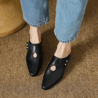 Olga | Mules en Cuir Véritable à Bride