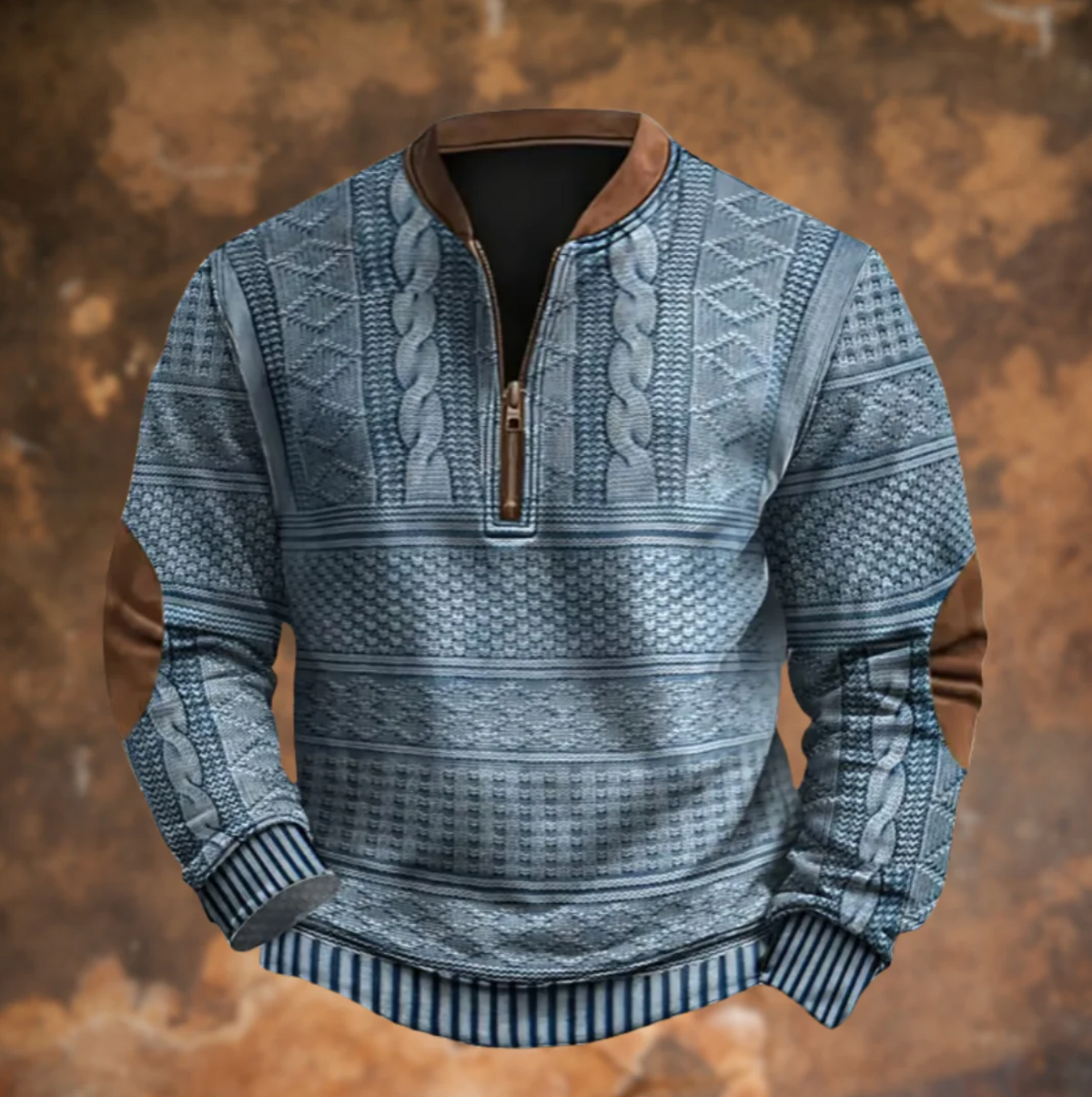 Dimitri | Pull Demi-Zip Rétro - Bleu