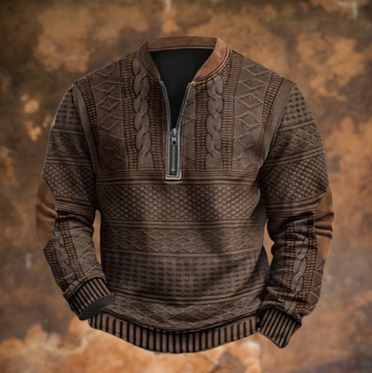 Dimitri | Pull Demi-Zip Rétro - Marron