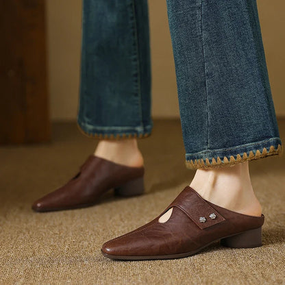 Olga | Mules en Cuir Véritable à Bride