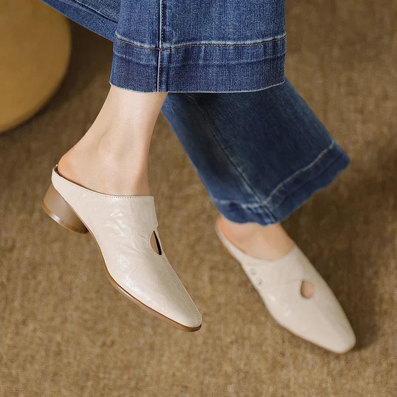 Olga | Mules en Cuir Véritable à Bride